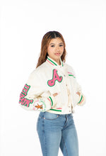 Load image into Gallery viewer, Cropped Phirst and Phinest Leather Varsity Jacket