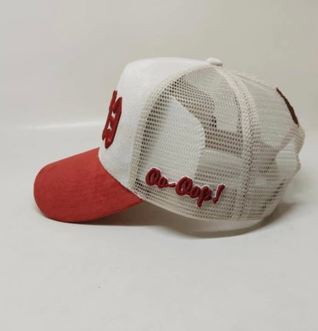 NC Suede Trucker Hat NC Leather Patch Trucker Hat - Heather Grey/White - Ocean  main image 4