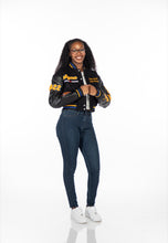 Load image into Gallery viewer, Cropped Pretty Poodle Club Leather Varsity Jacket