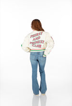 Load image into Gallery viewer, Cropped Phirst and Phinest Leather Varsity Jacket