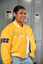 Load image into Gallery viewer, Pretty Poodle Wool Gold Varsity Jacket
