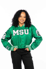 Load image into Gallery viewer, MSU Satin Bomber Jacket