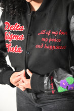 Load image into Gallery viewer, Black Cropped More Than A Social Club Leather Varsity Jacket