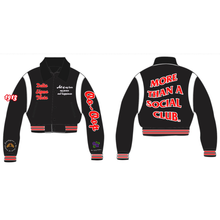 Load image into Gallery viewer, Cropped Collar Black Wool More Than A Social Club Leather Varsity Jacket