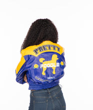 Load image into Gallery viewer, ΣΓΡ Poodle Poodle Blue & Gold Leather Jacket