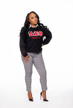Load image into Gallery viewer, Black Chenille Delta Sigma Theta Pearl Crewneck