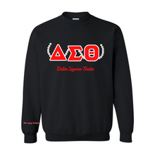 Load image into Gallery viewer, Black Chenille Delta Sigma Theta Pearl Crewneck