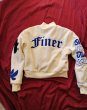 Load image into Gallery viewer, Cropped Finer Woman Cream Bomber (READ DESCRIPTION)
