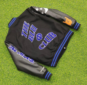 The Blu Phi Club Leather Varsity Jacket