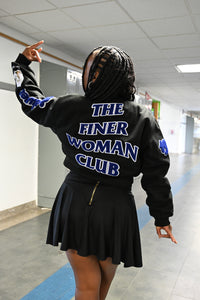 The Finer Woman Club Black Wool Varsity Jacket