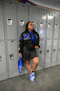 The Finer Woman Club Black Wool Varsity Jacket