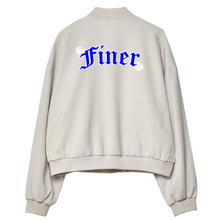 Load image into Gallery viewer, Cropped Finer Woman Cream Bomber (READ DESCRIPTION)
