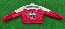 Load image into Gallery viewer, DST Devastating Diva Buckin Red &amp; Cream Leather Jacket
