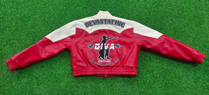 DST Devastating Diva Buckin Red & Cream Leather Jacket