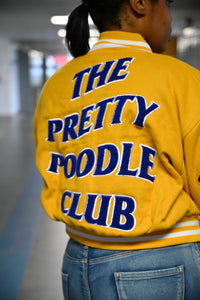 Pretty Poodle Wool Gold Varsity Jacket