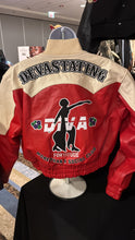 Load image into Gallery viewer, DST Devastating Diva Buckin Red &amp; Cream Leather Jacket
