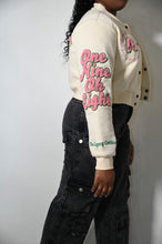 Load image into Gallery viewer, Cropped Cream Pretty Girl Bomber
