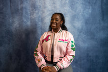 Load image into Gallery viewer, Pink Cropped Phirst and Phinest Leather Varsity Jacket
