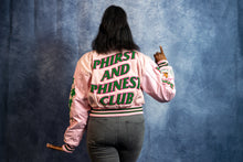 Load image into Gallery viewer, Pink Cropped Phirst and Phinest Leather Varsity Jacket
