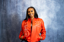 Load image into Gallery viewer, DST Crest Red Leather Varsity Jacket - Traditional Fit
