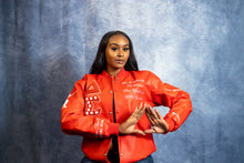 Load image into Gallery viewer, DST Crest Red Leather Varsity Jacket - Traditional Fit
