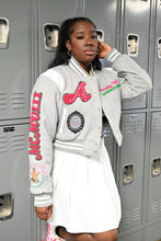 Load image into Gallery viewer, Phirst and Phinest Cropped Wool Varsity Jacket
