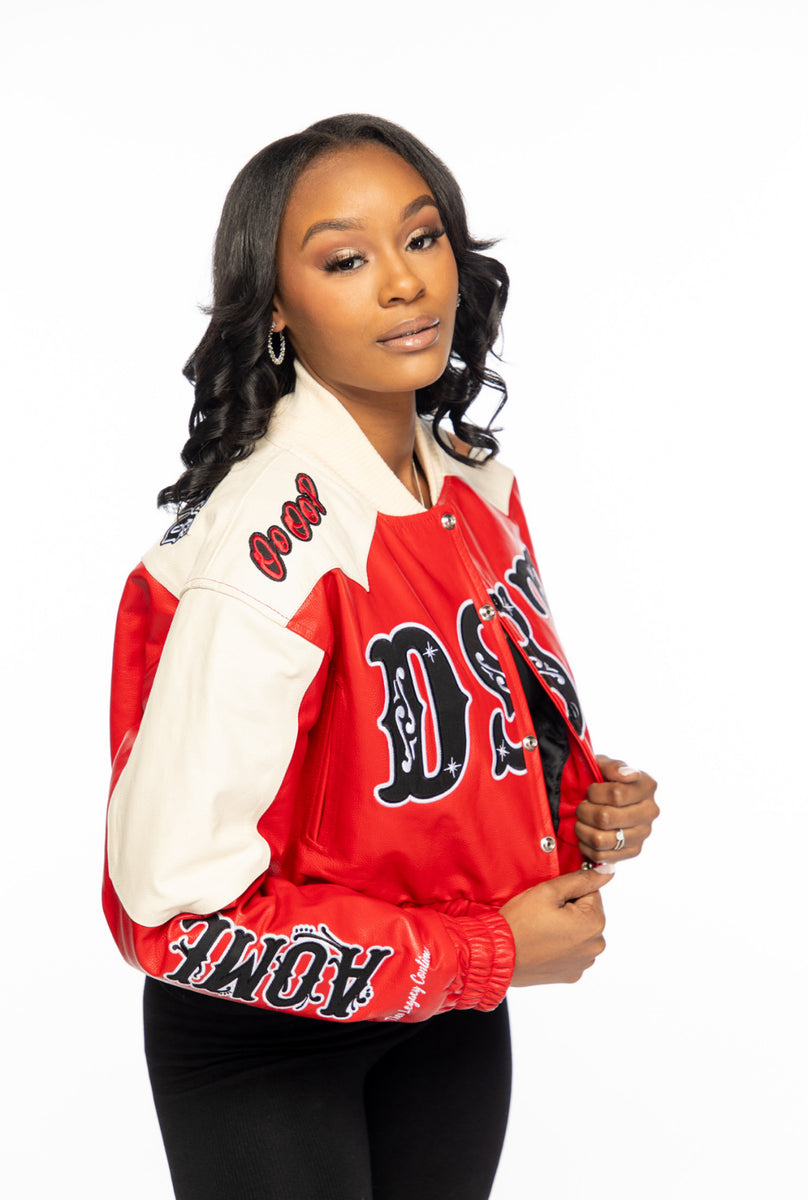DST Devastating Diva Buckin Red & Cream Leather Jacket – Thee Legacy ...