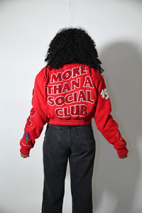 DST More Than A Social Club Cropped Wool Varsity Jacket
