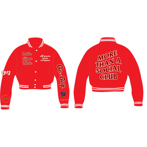 Red Cropped More Than A Social Club Leather Varsity Jacket