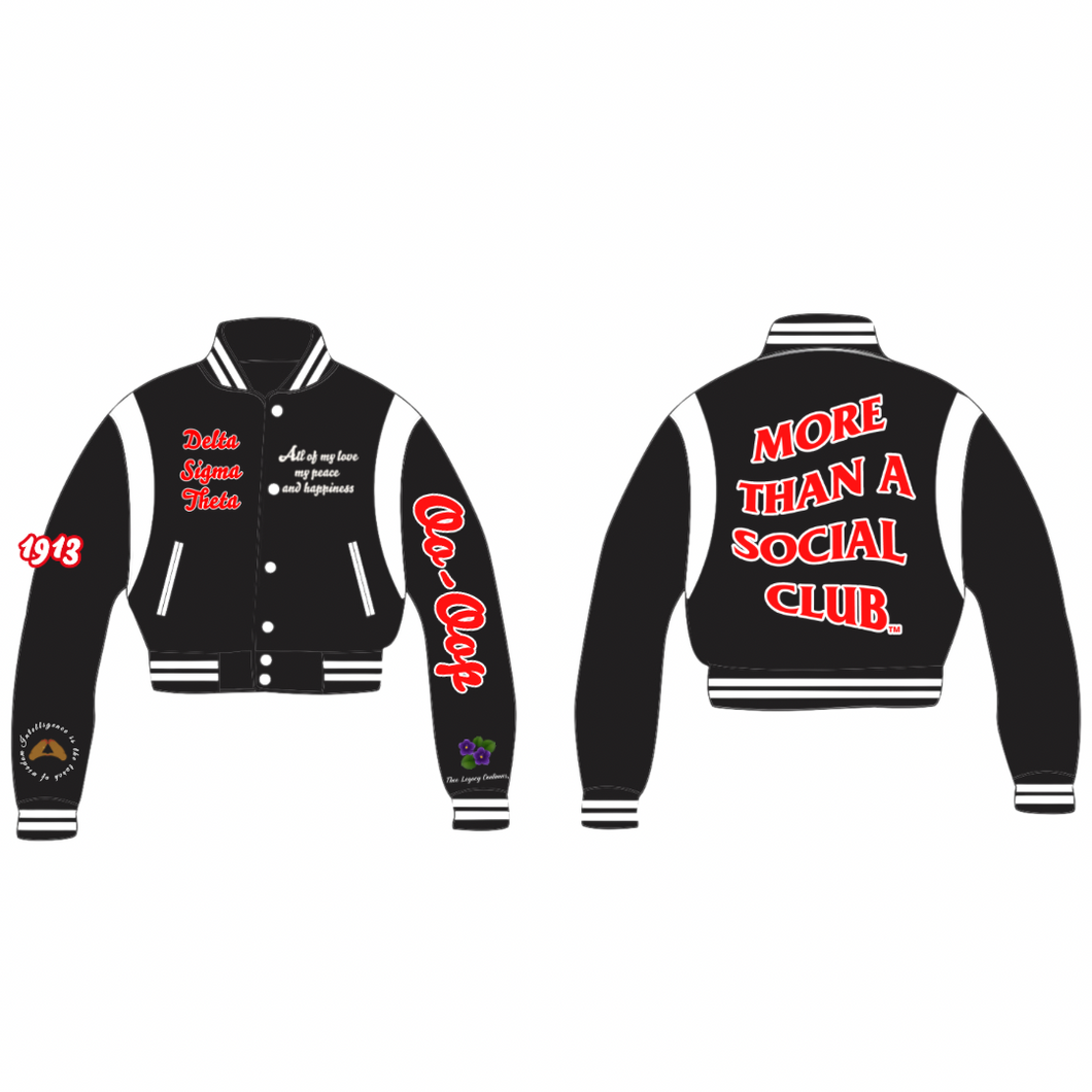 Cropped Collar Black Wool More Than A Social Club Leather Varsity Jacket