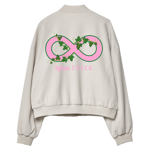 Beta Sigma Cream Cropped Bomber