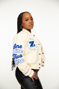 Cropped Finer Woman Cream Bomber