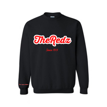 Load image into Gallery viewer, Black Chenille ‘The Redz Since 1913’ Crewneck
